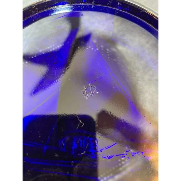 Vintage Westmoreland Cobalt Carnival Glass Sailboat and Anchor Plate - 8" - Picture 6 of 6